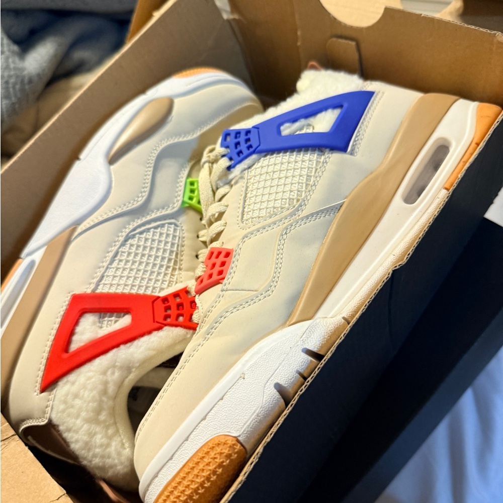 Jordan Sneakers with Red, Blue, and Green Accents